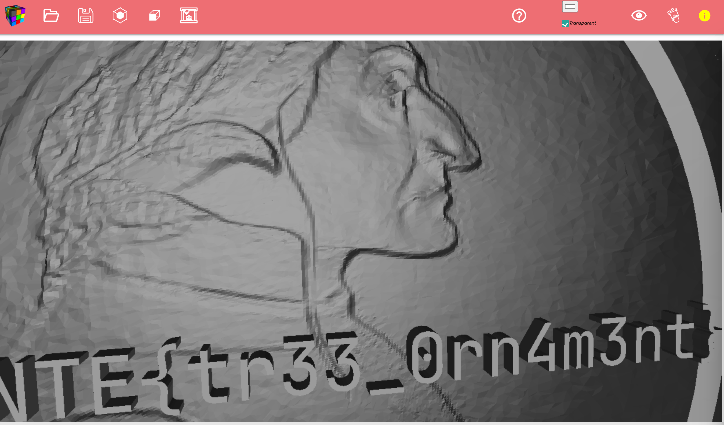 Captura de pantalla de una herramienta de renderizado 3D, se ve una bola navideña con la flag